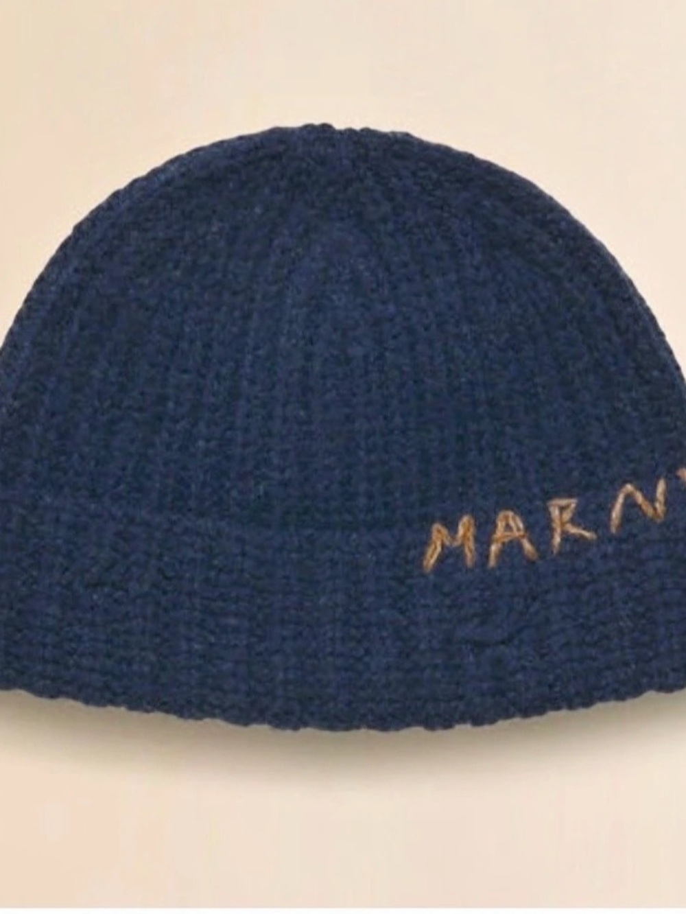 NWT Marni Hand-Stitched Embroidered Logo Shetland Wool Beanie - Unisex